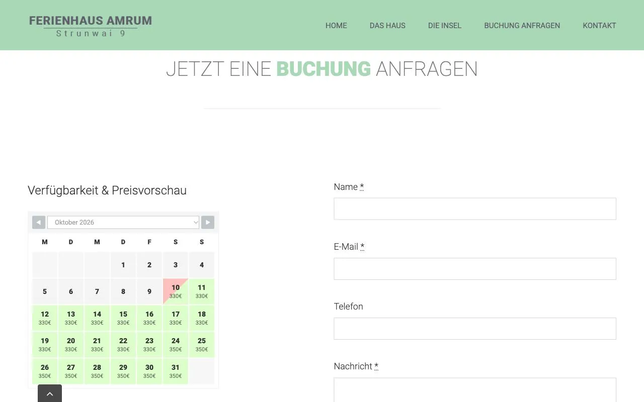 Buchungskalender mit Verfügbarkeit und Preisen