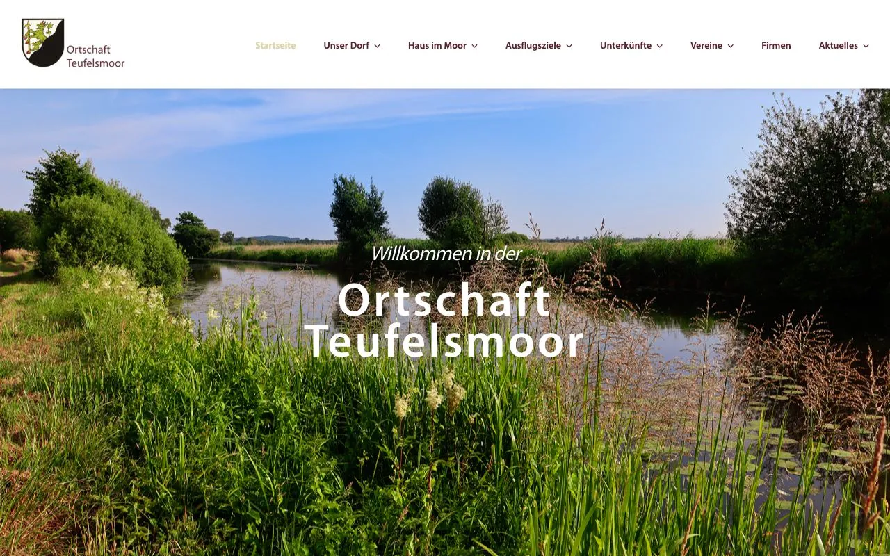 Startseite des Dorfes Teufelsmoor